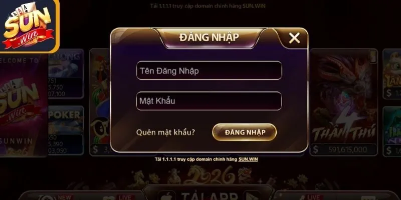 Thao tác đăng nhập Sunwin trên website